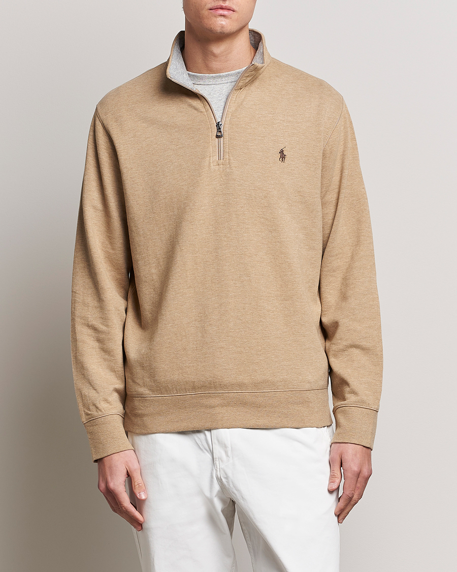Herr | Tröjor | Polo Ralph Lauren | Tech Double Knit Half Zip Luxury Tan Heather