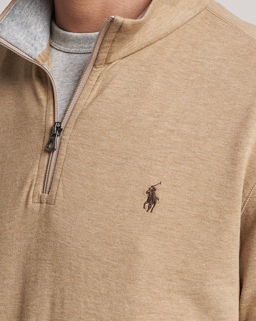 Herr | Tröjor | Polo Ralph Lauren | Tech Double Knit Half Zip Luxury Tan Heather