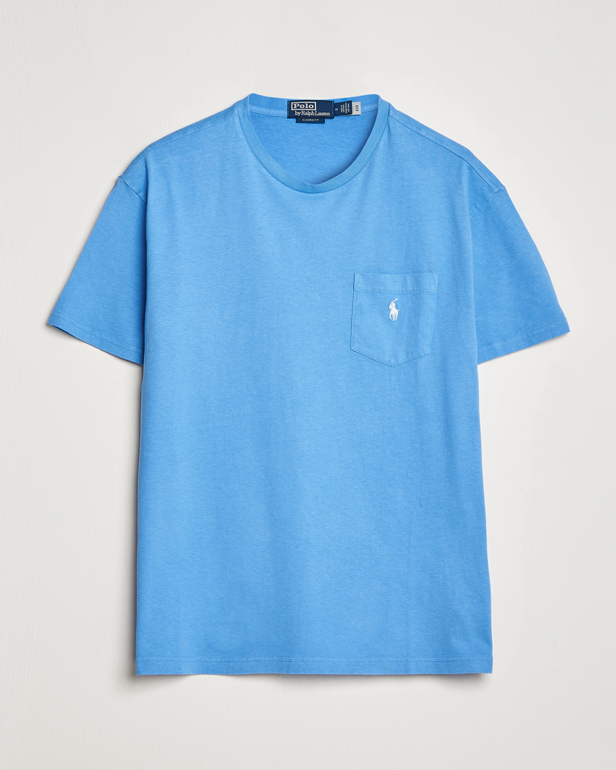 Herr | T-Shirts | Polo Ralph Lauren | Cotton/Linen Crew Neck T-Shirt Summer Blue
