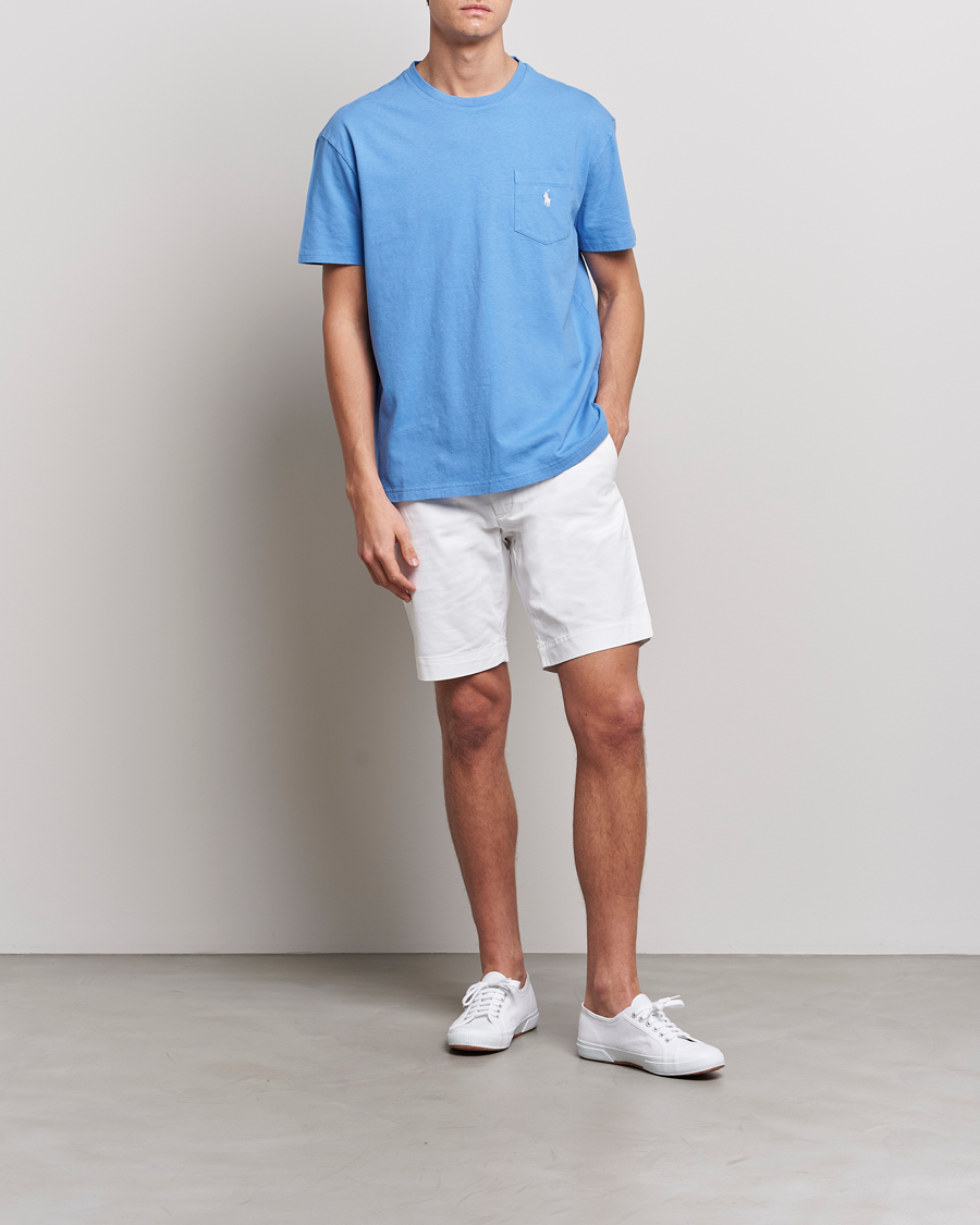 Herr | T-Shirts | Polo Ralph Lauren | Cotton/Linen Crew Neck T-Shirt Summer Blue