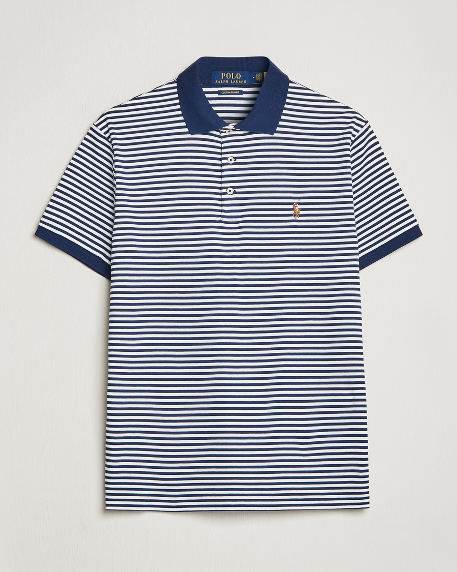 Herr | Pikéer | Polo Ralph Lauren | Luxury Pima Cotton Striped Polo French Navy/White