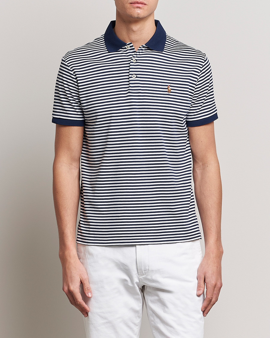 Herr | Pikéer | Polo Ralph Lauren | Luxury Pima Cotton Striped Polo French Navy/White