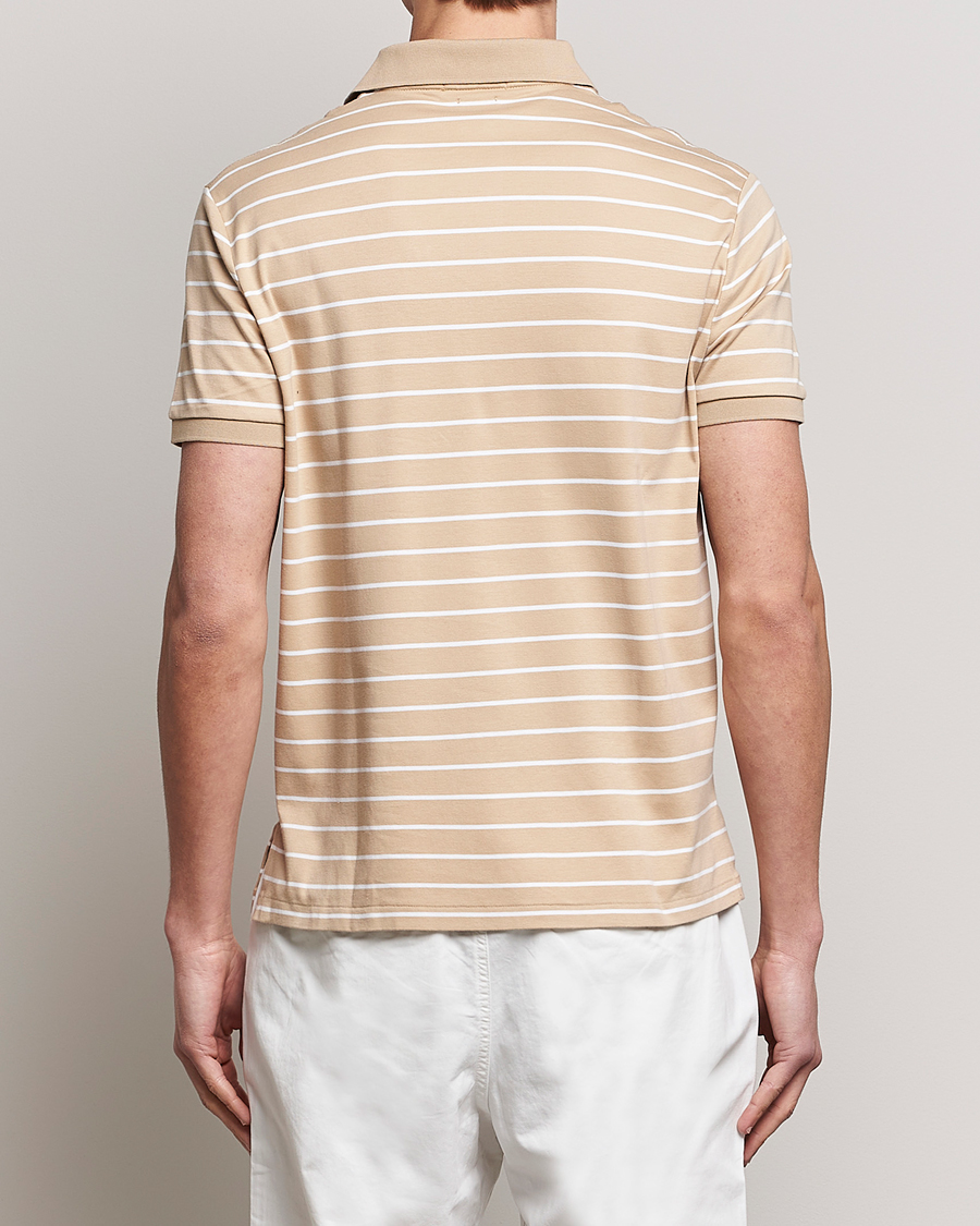 Herr | Pikéer | Polo Ralph Lauren | Luxury Pima Cotton Striped Polo Sand Dune/White