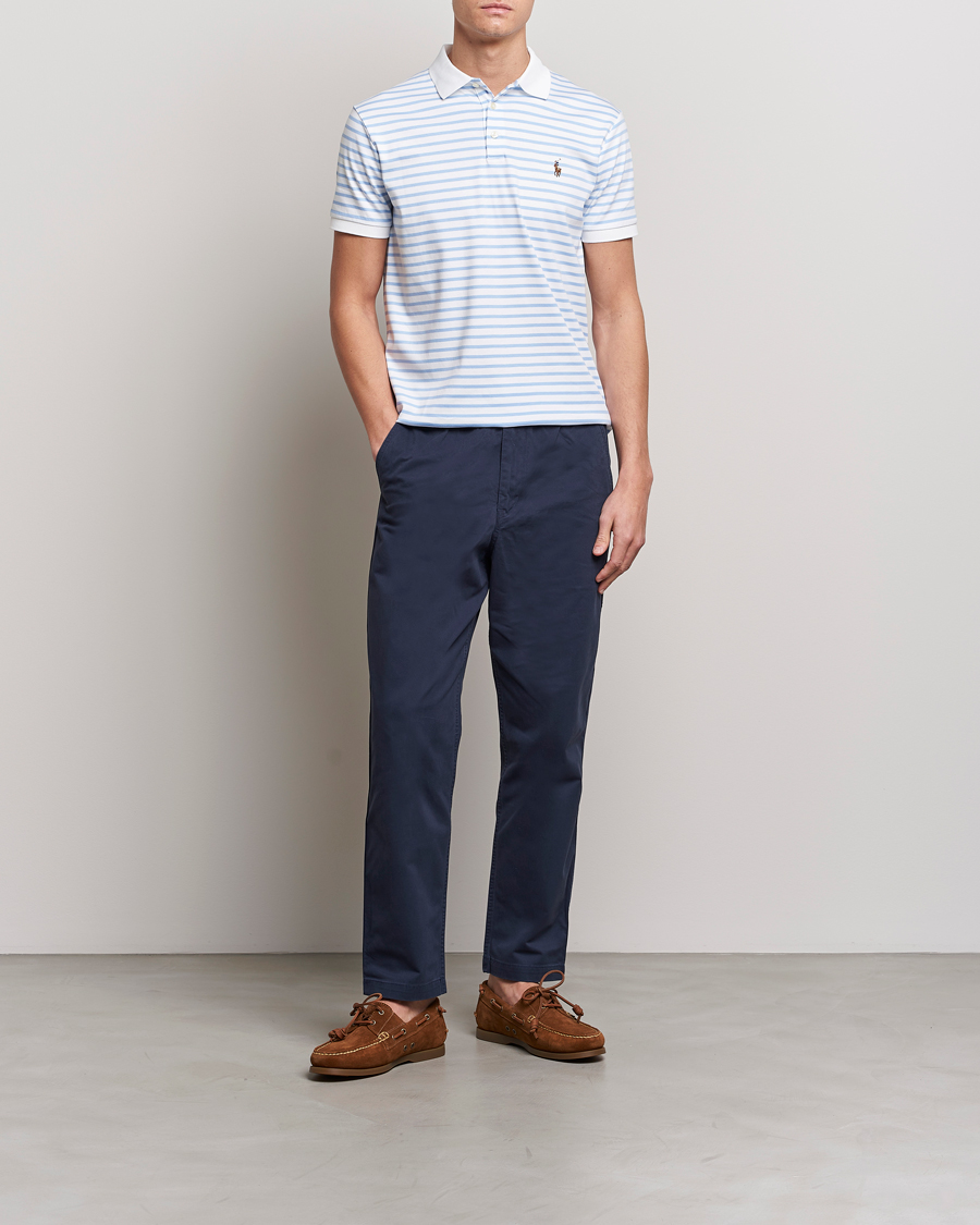 Herr | Pikéer | Polo Ralph Lauren | Luxury Pima Cotton Striped Polo White/Austin Blue