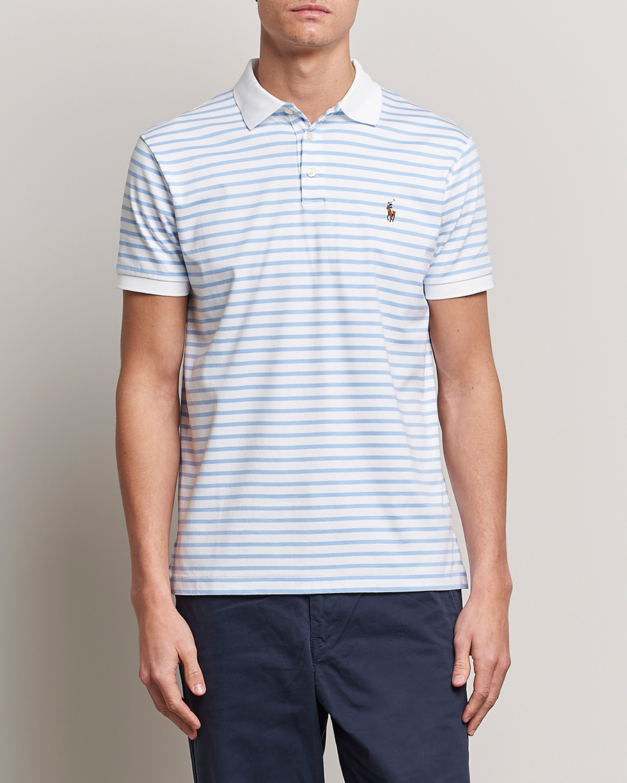 Herr |  | Polo Ralph Lauren | Luxury Pima Cotton Striped Polo White/Austin Blue