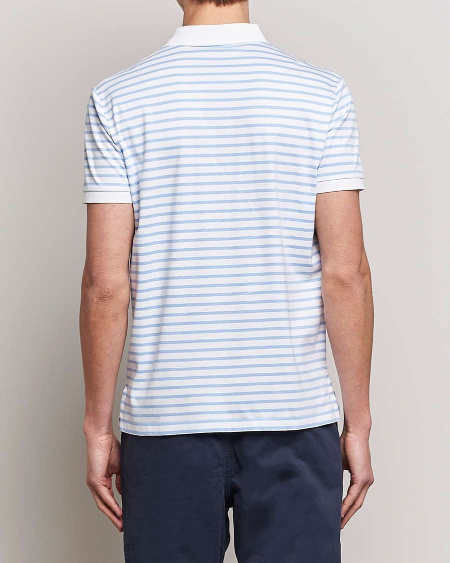 Herr | Pikéer | Polo Ralph Lauren | Luxury Pima Cotton Striped Polo White/Austin Blue