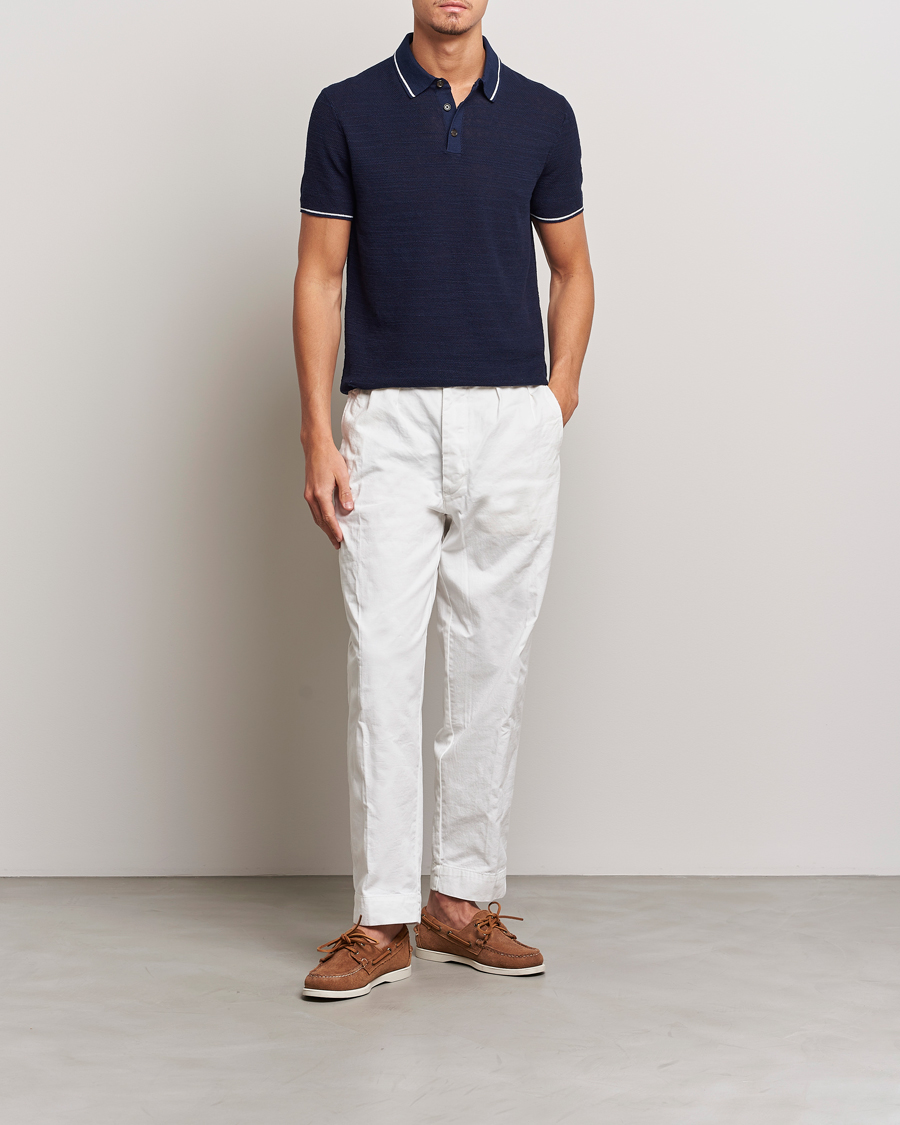 Herr | Pikéer | Polo Ralph Lauren | Cotton/Linen Textured Polo Bright Navy