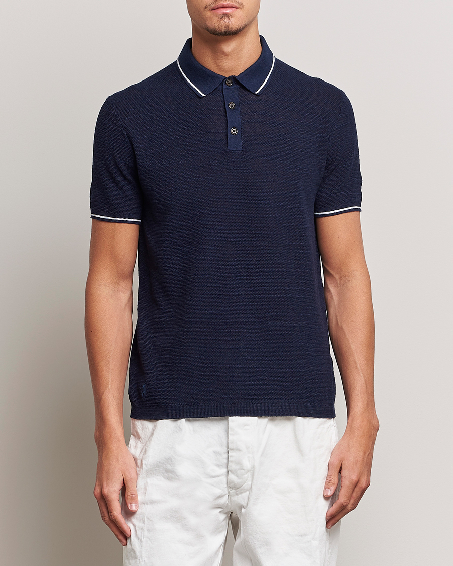 Herr | Pikéer | Polo Ralph Lauren | Cotton/Linen Textured Polo Bright Navy