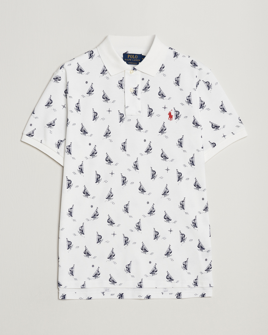 Herr | Pikéer | Polo Ralph Lauren | Custom Slim Fit Sailboats Polo White