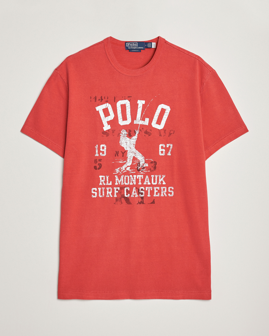 Herr | T-Shirts | Polo Ralph Lauren | Graphic Logo Jerset Crew Neck T-Shirt Evening Red