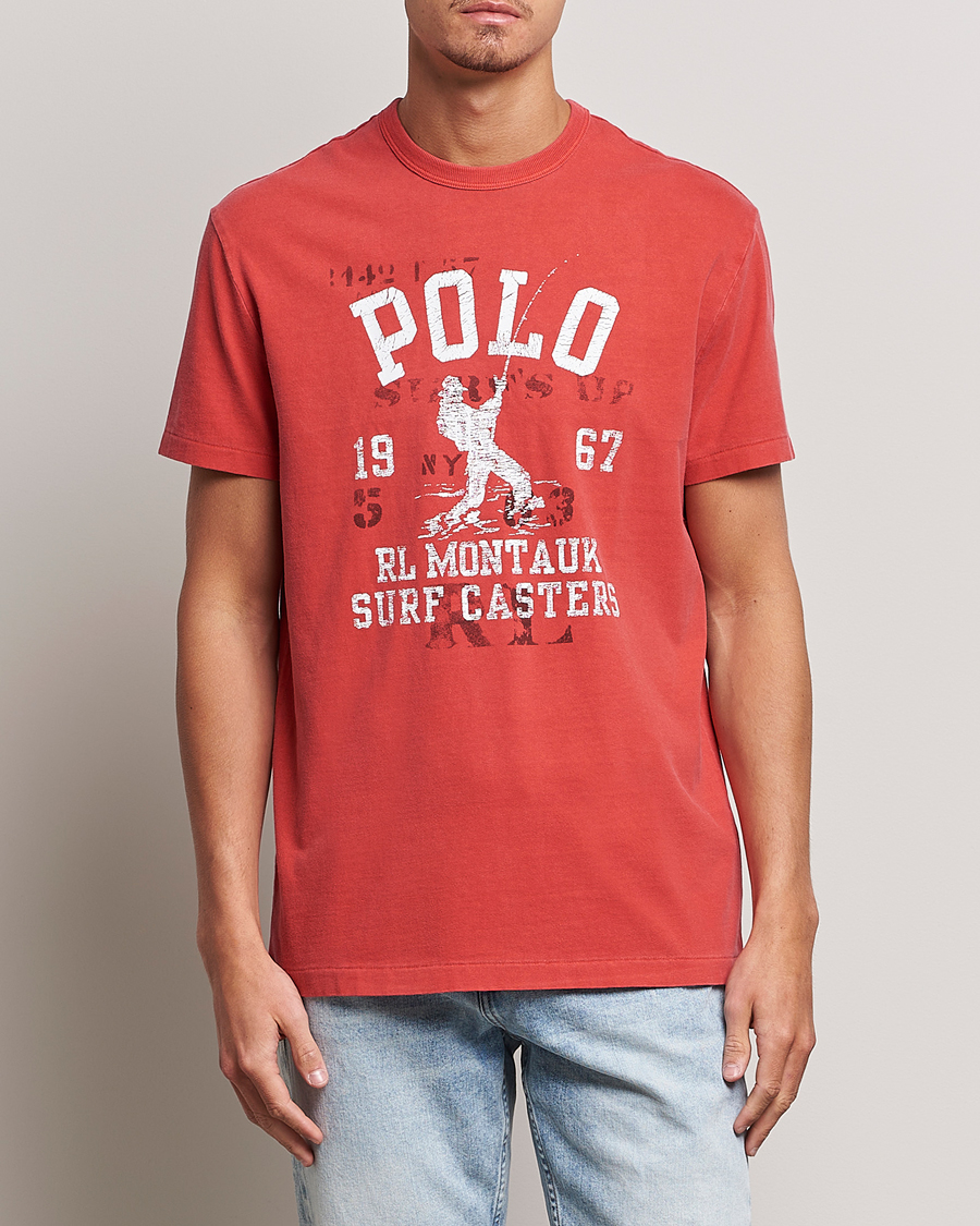 Herr | T-Shirts | Polo Ralph Lauren | Graphic Logo Jerset Crew Neck T-Shirt Evening Red