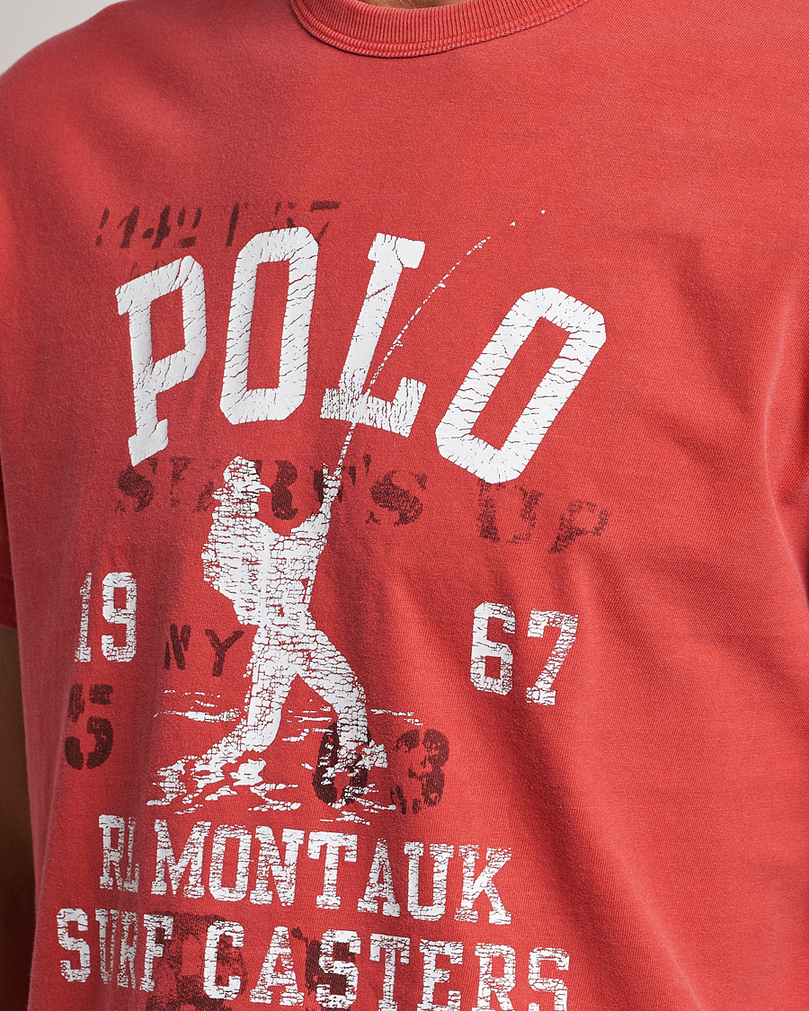 Herr | T-Shirts | Polo Ralph Lauren | Graphic Logo Jerset Crew Neck T-Shirt Evening Red