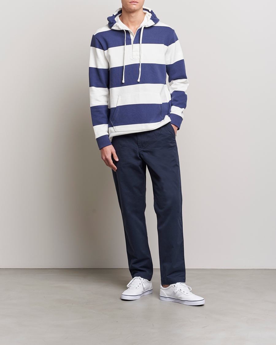 Herr | Tröjor | Polo Ralph Lauren | Jersey Blockstriped Hoodie Boat Navy/White