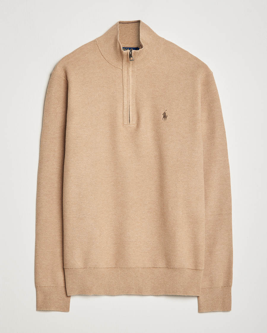 Herr | Tröjor | Polo Ralph Lauren | Textured Half-Zip Camel Melange