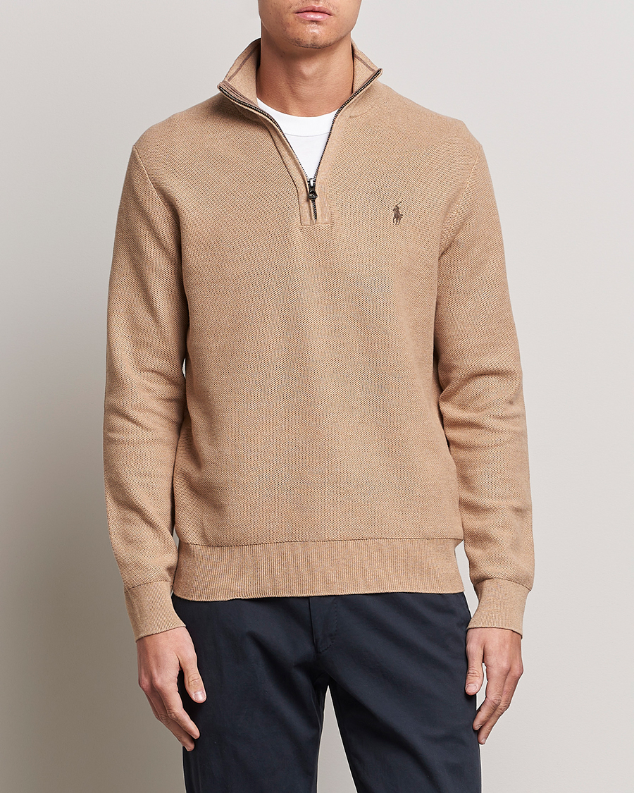 Herr | Tröjor | Polo Ralph Lauren | Textured Half-Zip Camel Melange