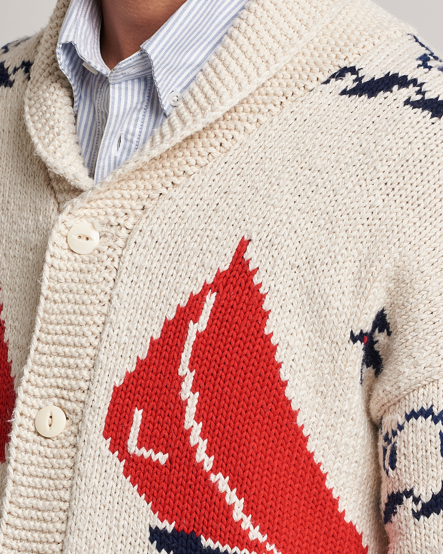 Herr | Tröjor | Polo Ralph Lauren | Knitted Fishermen Shawl Collar Cardigan Cream