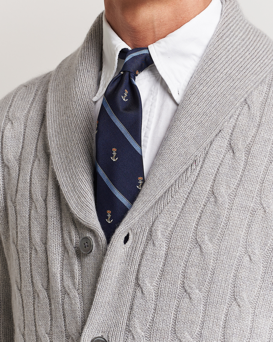 Herr | Polo Ralph Lauren Vintage Striped Anchor Tie Navy/Blue | Polo Ralph Lauren | Vintage Striped Anchor Tie Navy/Blue