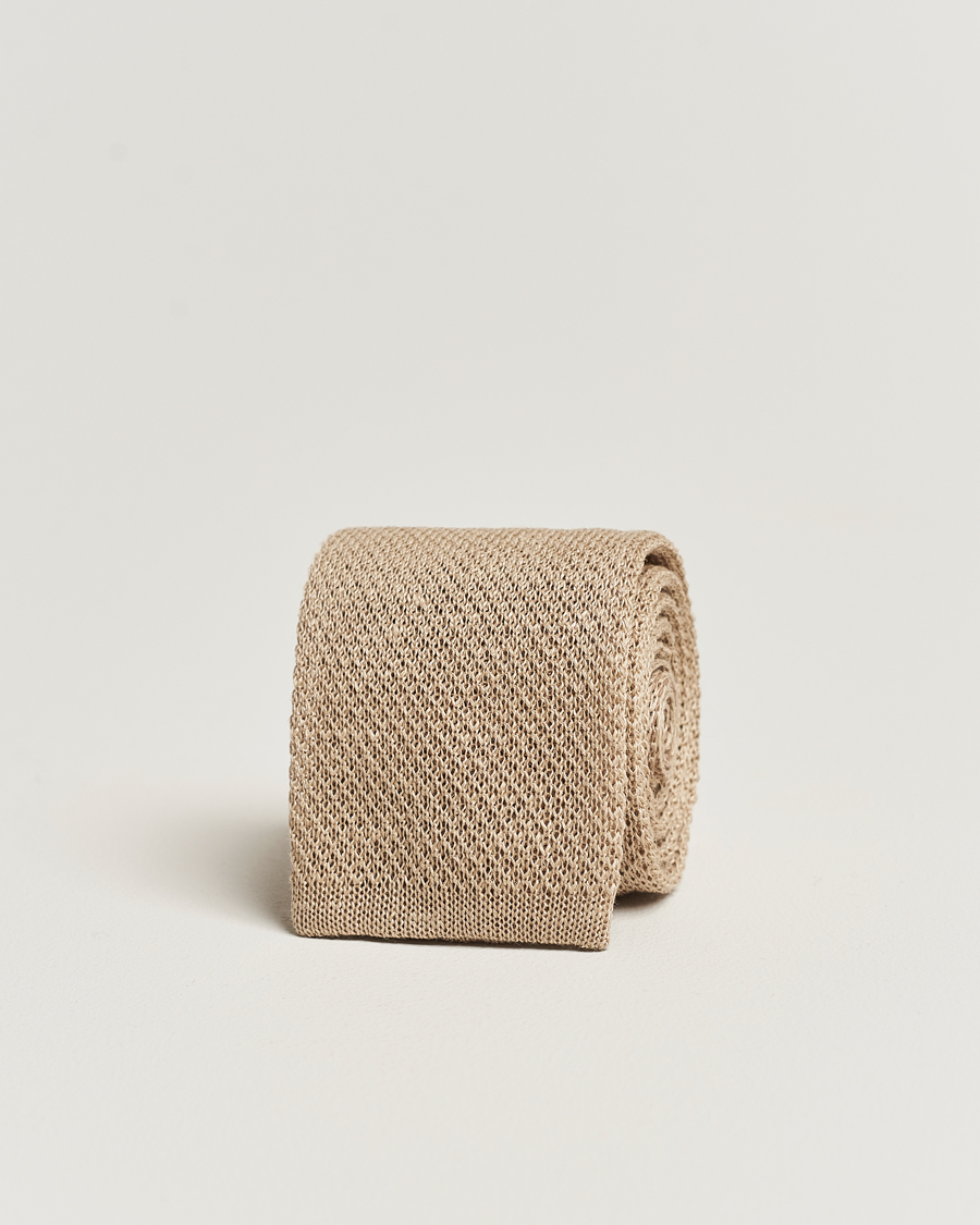 Herr | Polo Ralph Lauren Linen Knitted Tie Tan | Polo Ralph Lauren | Linen Knitted Tie Tan
