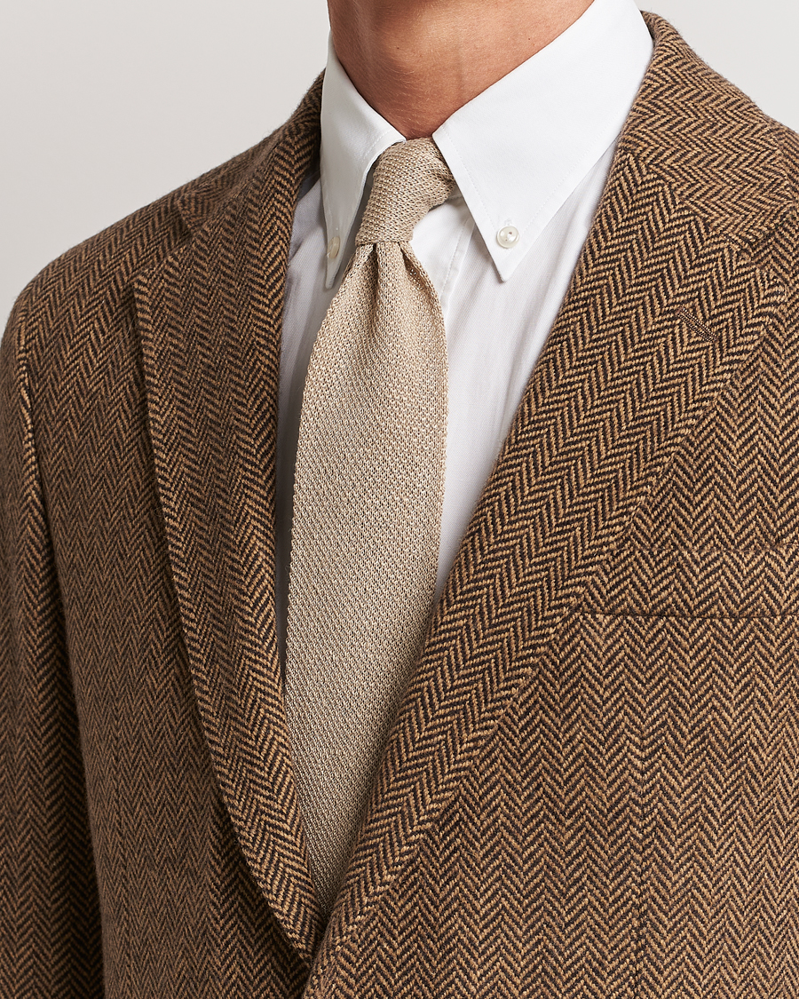 Herr | Polo Ralph Lauren Linen Knitted Tie Tan | Polo Ralph Lauren | Linen Knitted Tie Tan