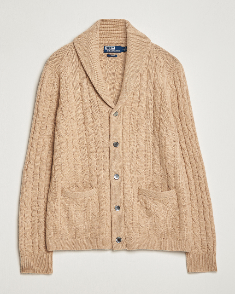 Herr | Tröjor | Polo Ralph Lauren | Cashmere Cable Shawl Collar Cardigan Camel Melange