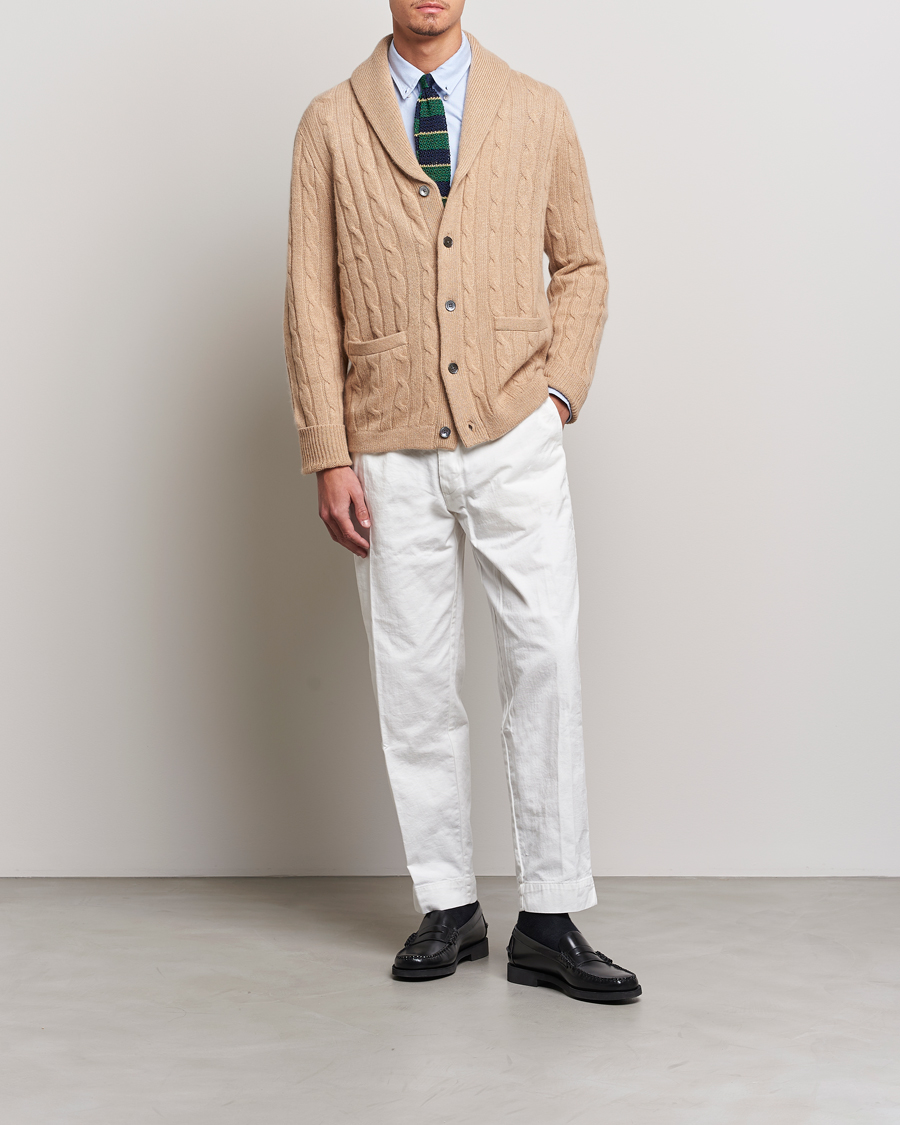 Herr | Tröjor | Polo Ralph Lauren | Cashmere Cable Shawl Collar Cardigan Camel Melange