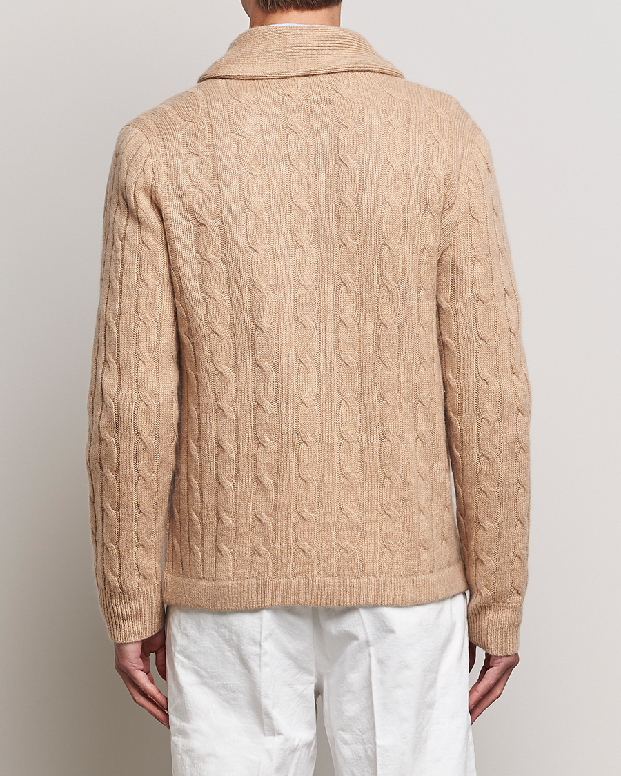 Herr | Tröjor | Polo Ralph Lauren | Cashmere Cable Shawl Collar Cardigan Camel Melange