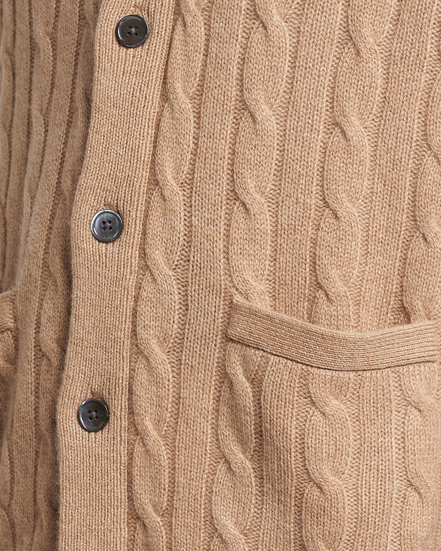 Herr | Tröjor | Polo Ralph Lauren | Cashmere Cable Shawl Collar Cardigan Camel Melange
