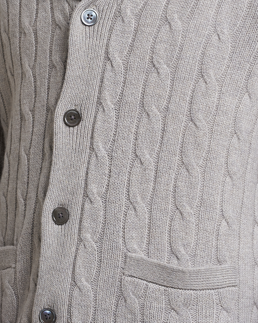 Herr | Tröjor | Polo Ralph Lauren | Cashmere Cable Shawl Collar Cardigan Grey Heather