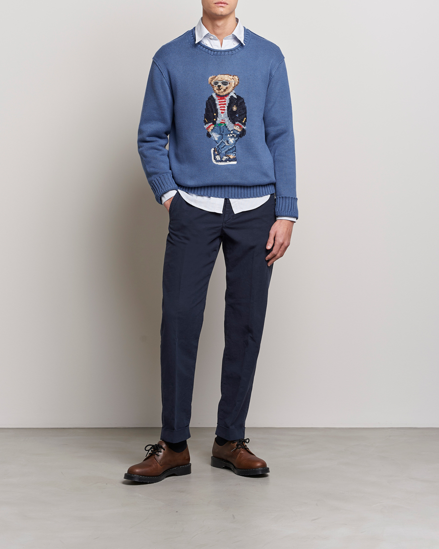 Herr | Tröjor | Polo Ralph Lauren | Cotton Knitted Bear Sweater Blue Haven