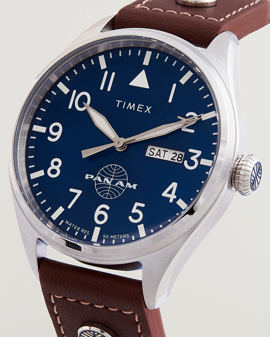 Herr | Läderarmband | Timex | Pan Am Waterbury Chronograph 42mm Blue Dial