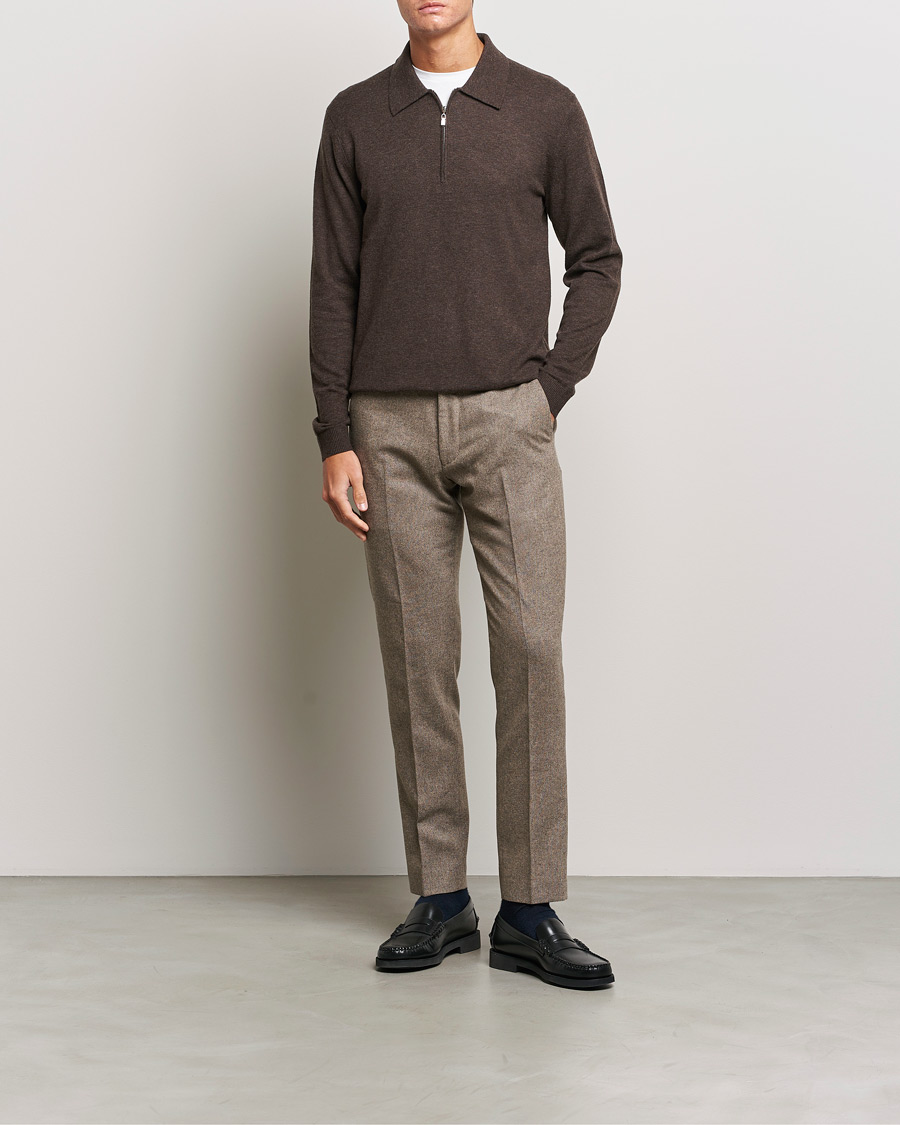 Herr | Tröjor | Tiger of Sweden | Orbit Half Zip Merino Coffee