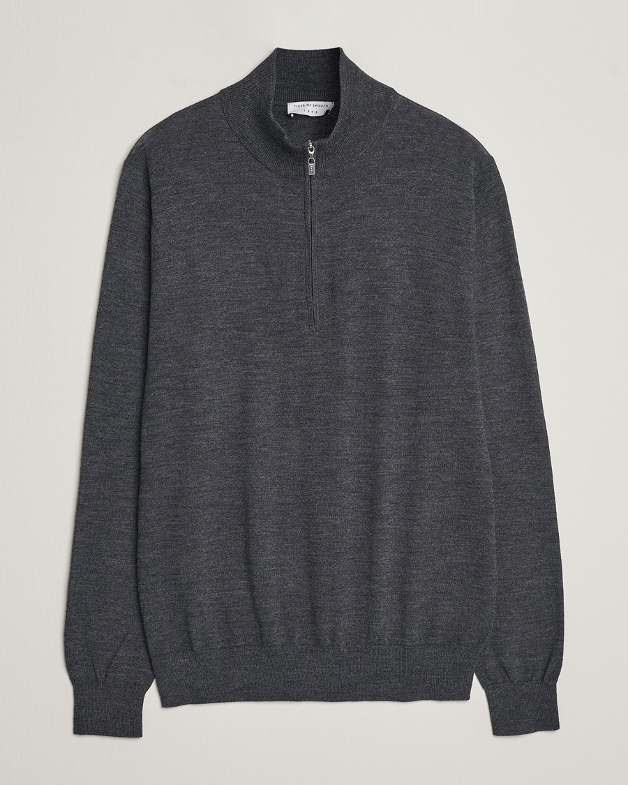 Herr | Tröjor | Tiger of Sweden | Errol Merino Half Zip Grey