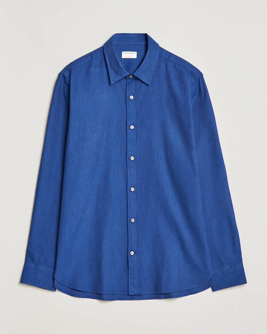 Herr | Skjortor | Tiger of Sweden | Benjamin Flannel Shirt Blue Melange