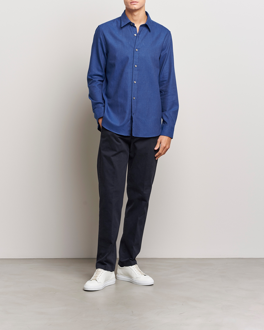 Herr | Skjortor | Tiger of Sweden | Benjamin Flannel Shirt Blue Melange