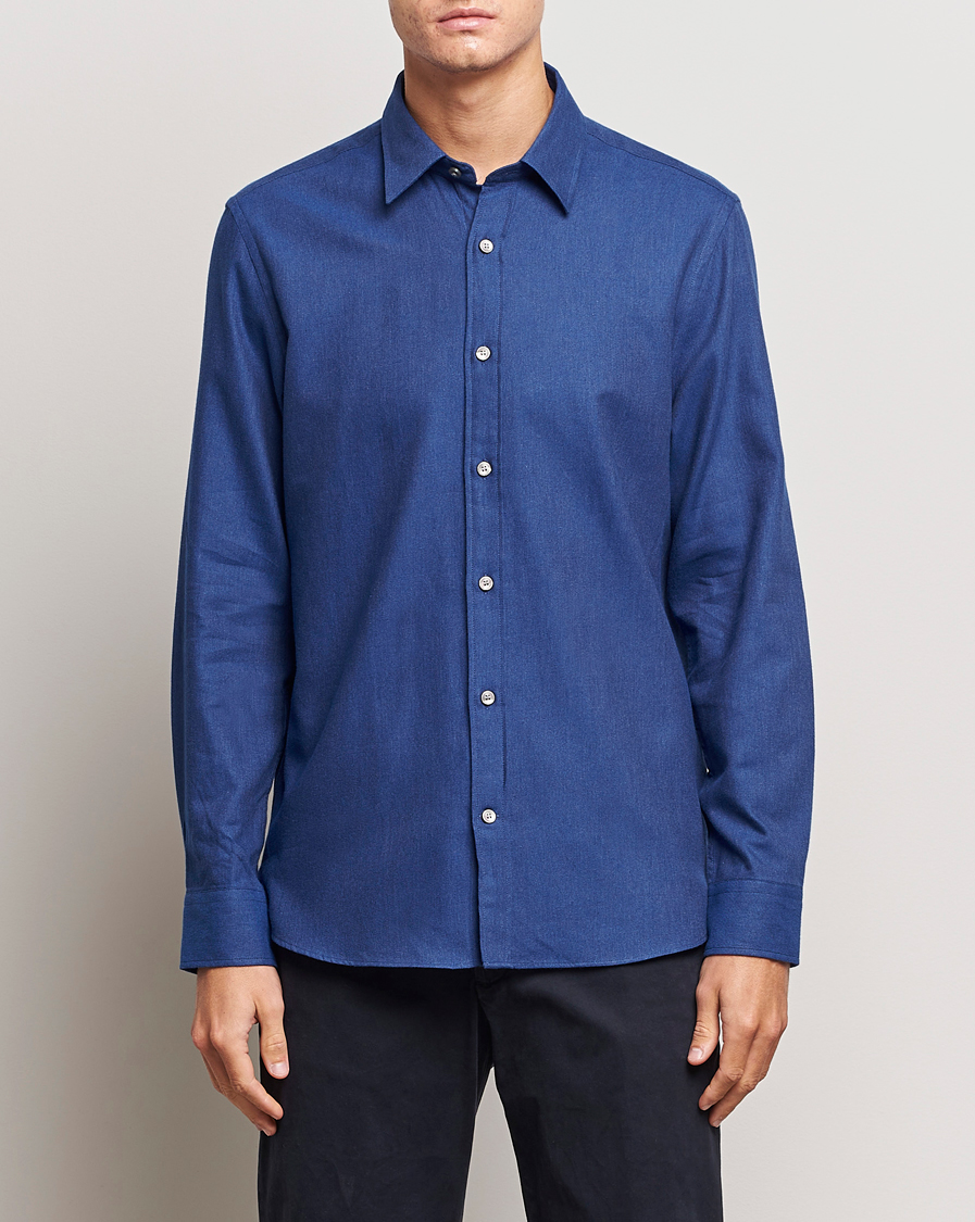 Herr | Skjortor | Tiger of Sweden | Benjamin Flannel Shirt Blue Melange