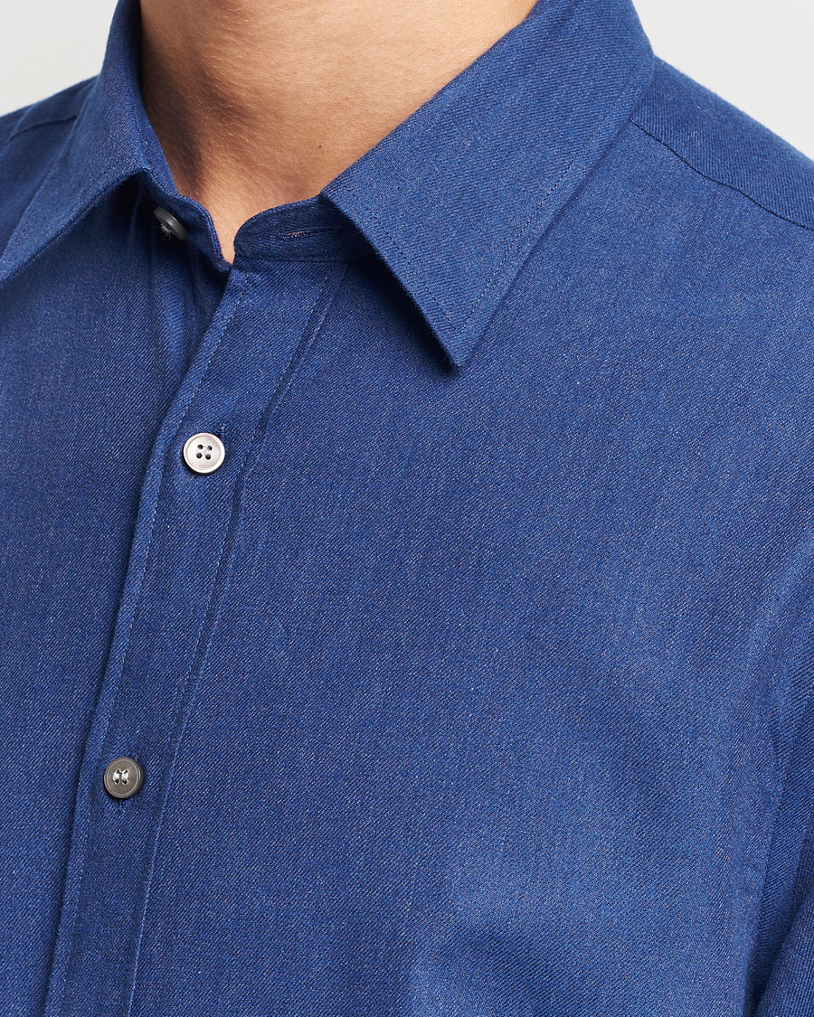 Herr | Skjortor | Tiger of Sweden | Benjamin Flannel Shirt Blue Melange