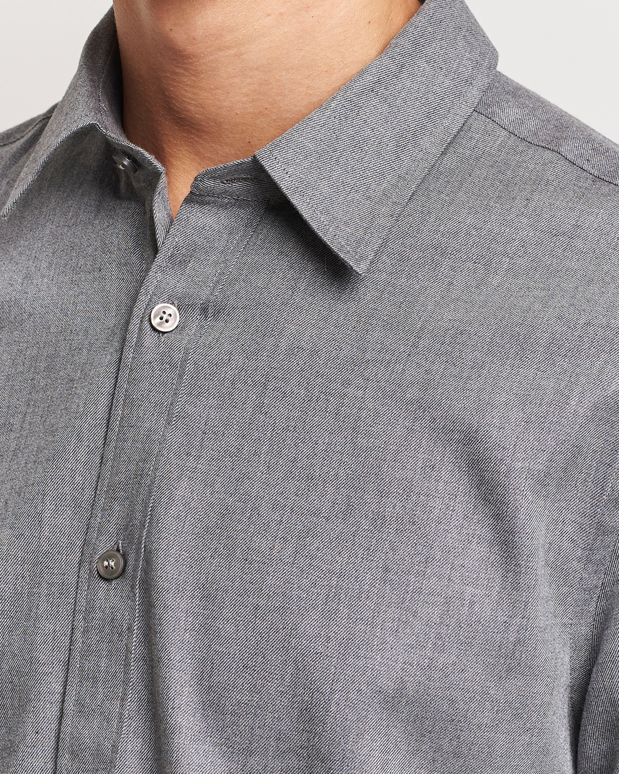 Herr | Skjortor | Tiger of Sweden | Benjamin Flannel Shirt Grey Melange