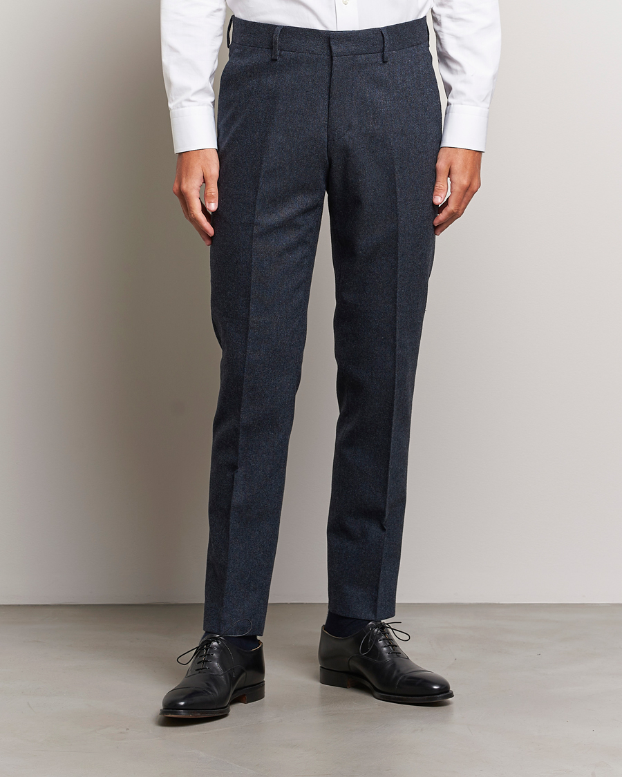 Herr | Byxor | Tiger of Sweden | Tenutas Brushed Wool Trousers Midnight Blue