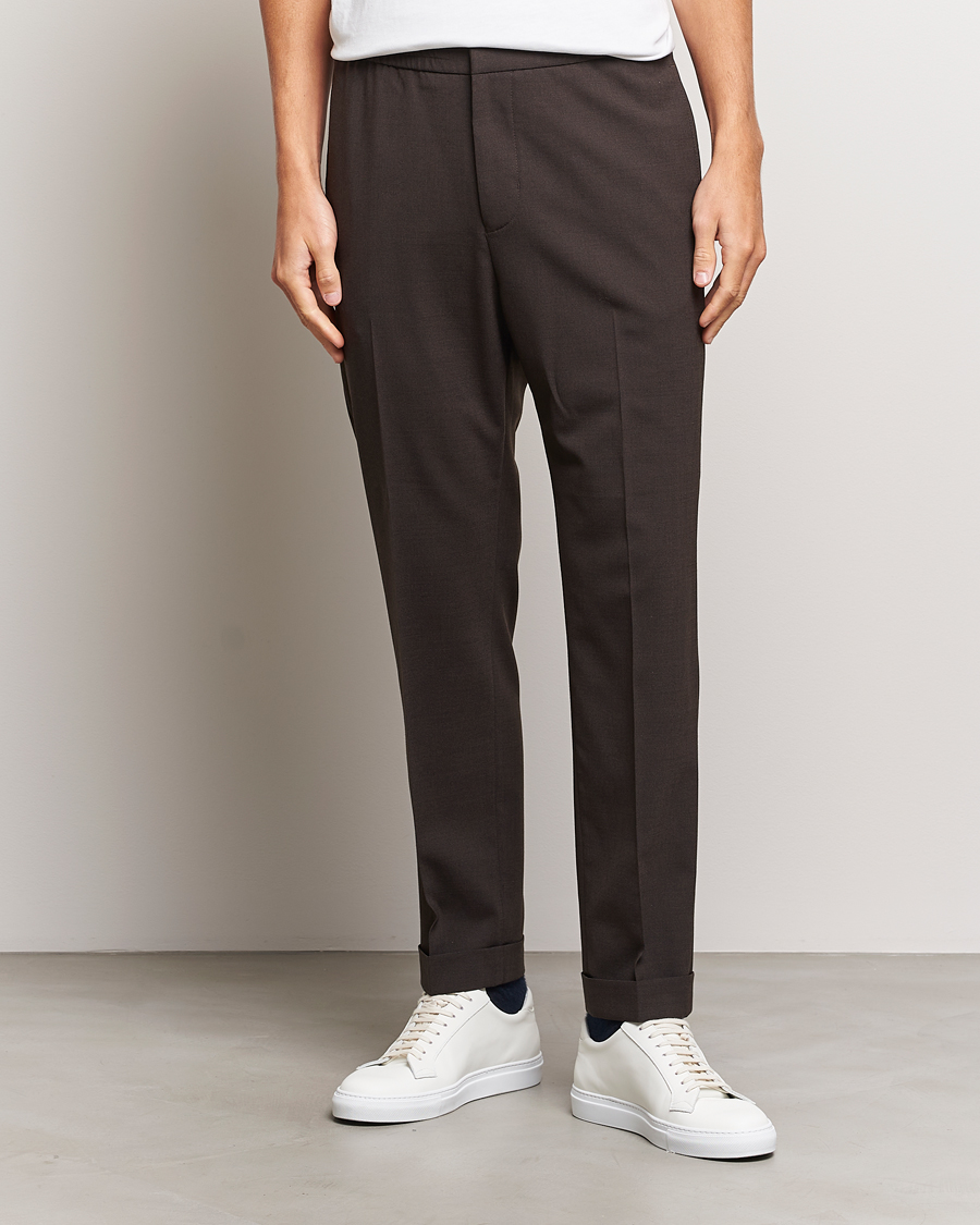 Herr | Drawstringbyxor | Tiger of Sweden | Taven Drawstring Wool Trousers Coffee