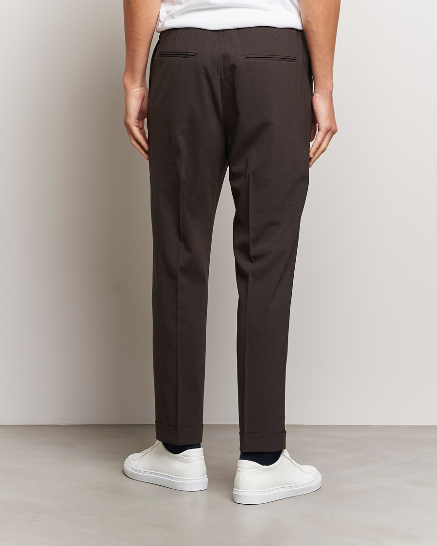 Herr | Byxor | Tiger of Sweden | Taven Drawstring Wool Trousers Coffee