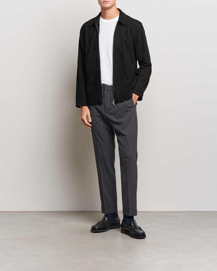 Herr | Byxor | Tiger of Sweden | Taven Drawstring Wool Trousers Dark Grey Melange