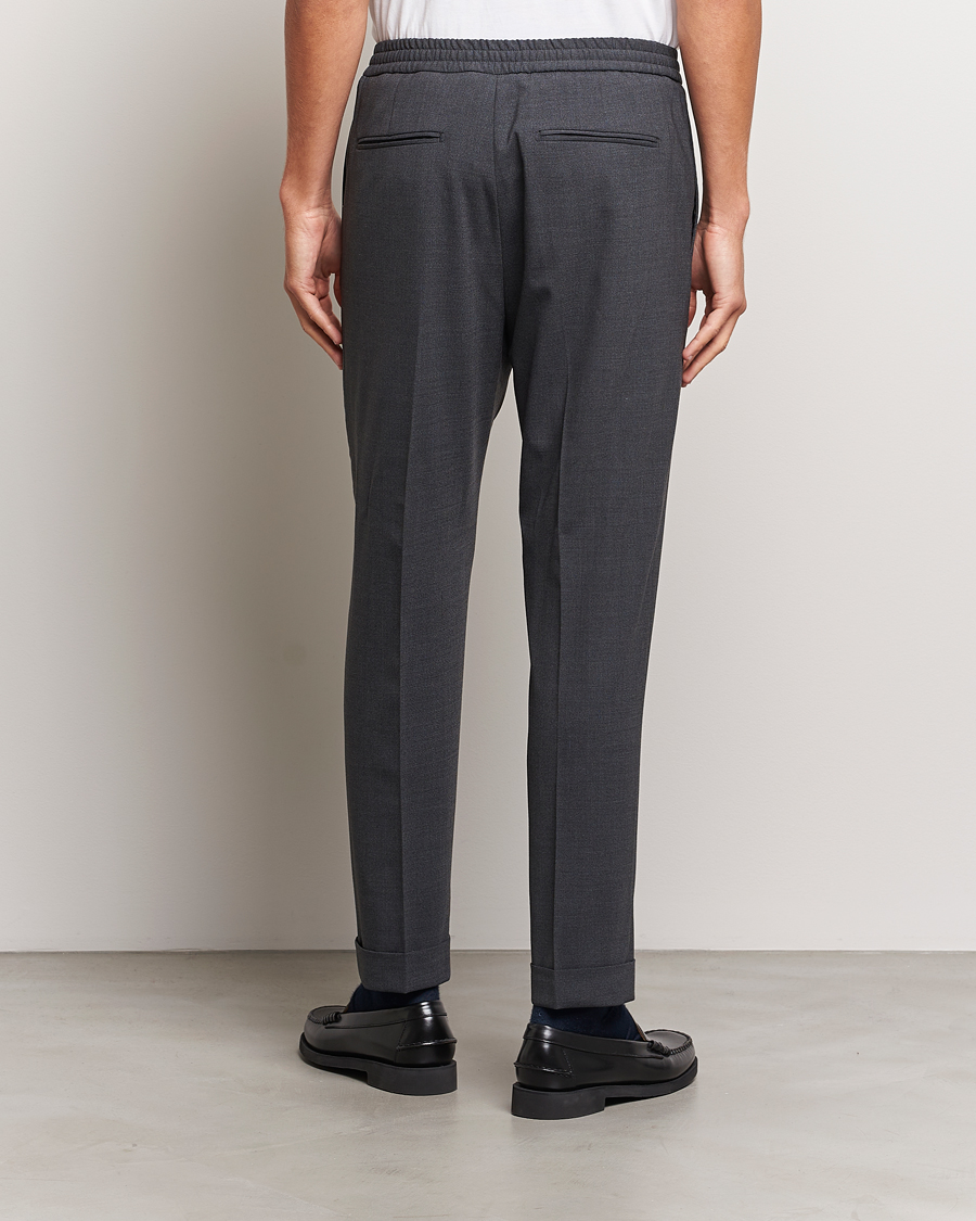 Herr | Byxor | Tiger of Sweden | Taven Drawstring Wool Trousers Dark Grey Melange