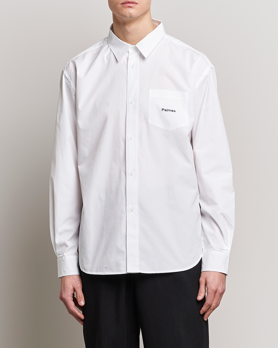 Herr | Palmes | Palmes | Daryl Long Sleeve Poplin Shirt White