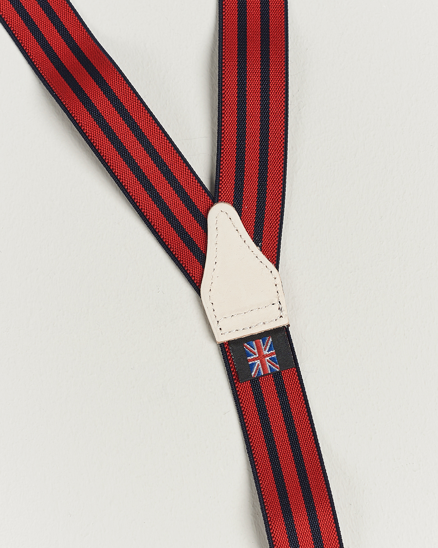 Herr | Hängslen | Albert Thurston | Elastic Narrow Stripe Braces 25mm Navy/Red