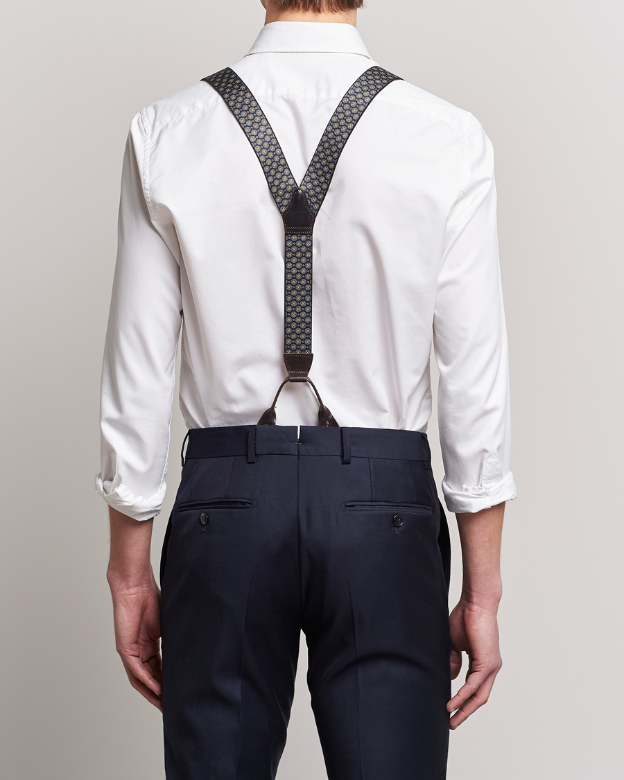 Herr | Albert Thurston Elastic Medallion Printed Braces 35mm Blue | Albert Thurston | Elastic Medallion Printed Braces 35mm Blue