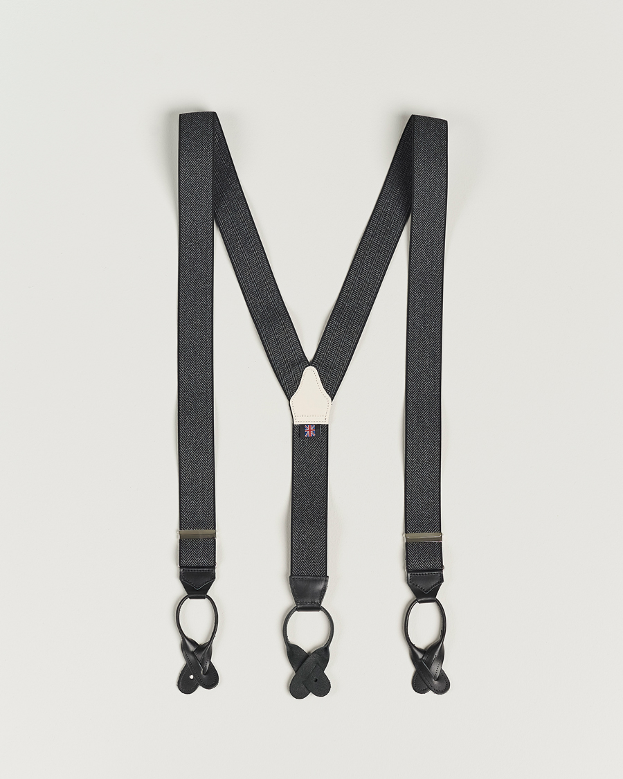 Herr | Hängslen | Albert Thurston | Elastic Herringbone Braces 35mm Grey