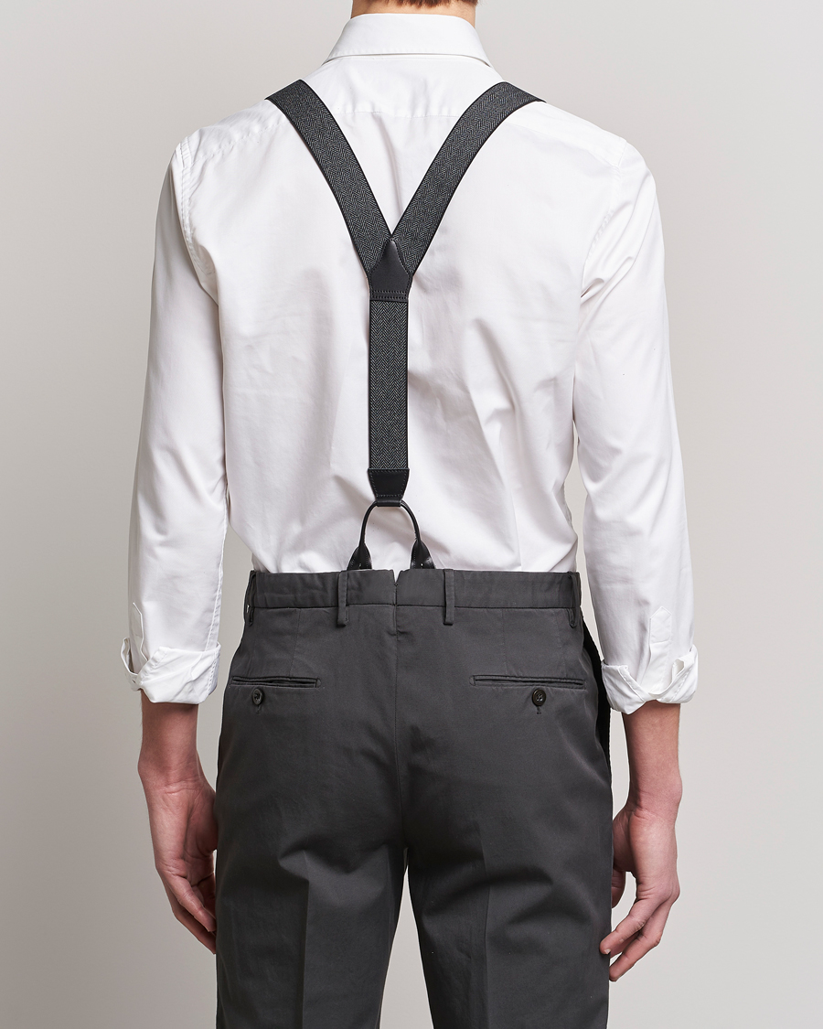 Herr | Hängslen | Albert Thurston | Elastic Herringbone Braces 35mm Grey