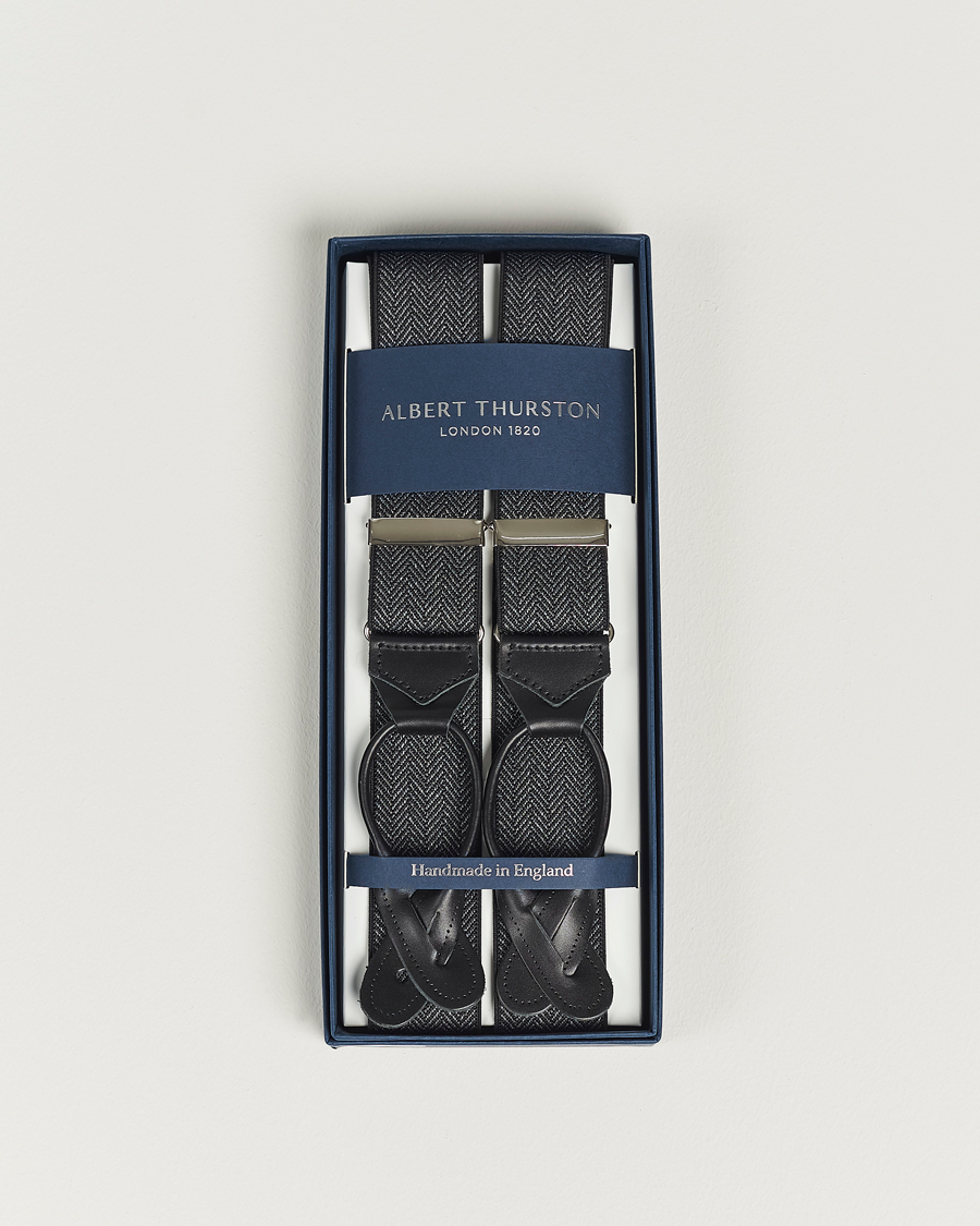 Herr | Albert Thurston Elastic Herringbone Braces 35mm Grey | Albert Thurston | Elastic Herringbone Braces 35mm Grey