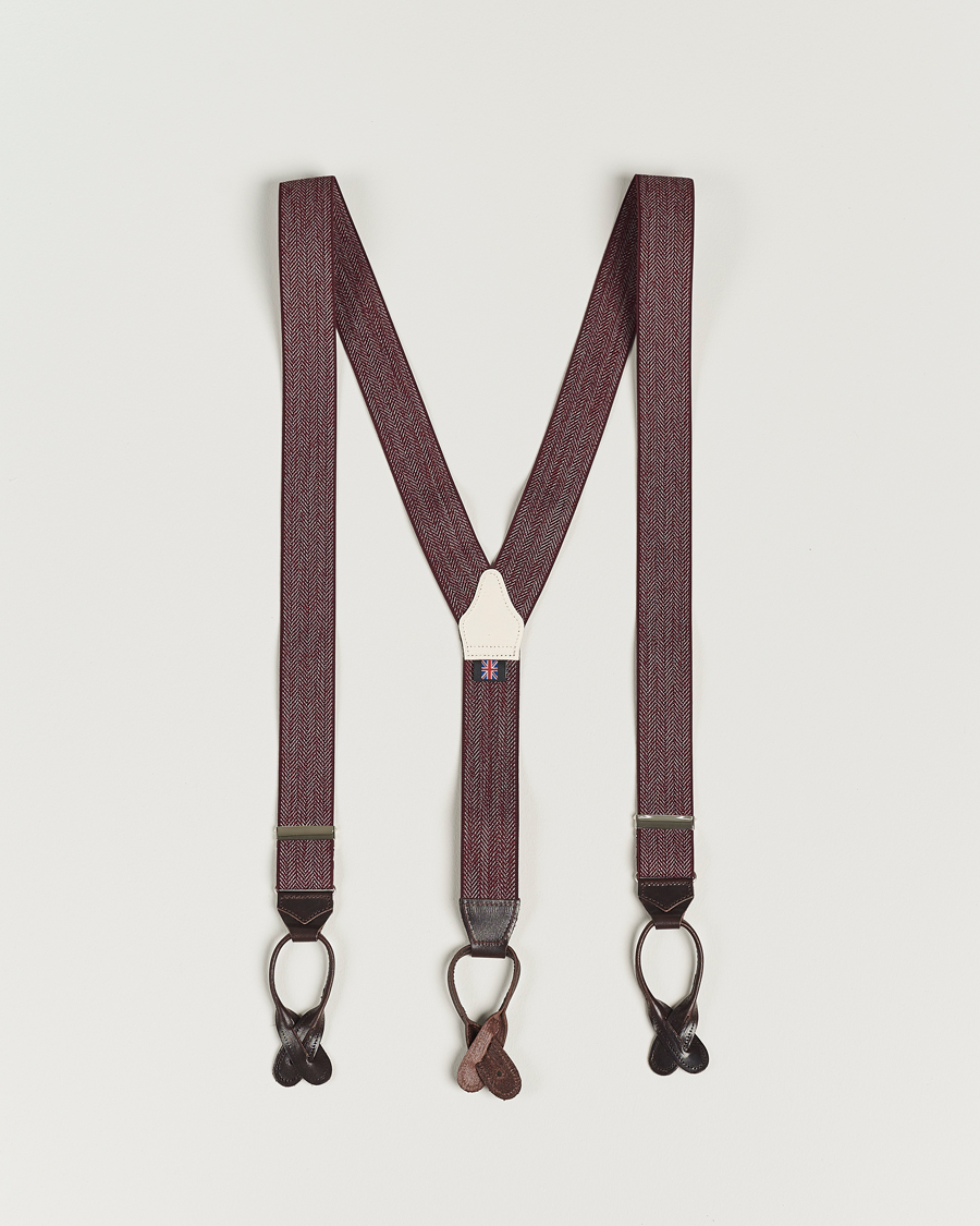 Herr | Albert Thurston Elastic Herringbone Braces 35mm Wine | Albert Thurston | Elastic Herringbone Braces 35mm Wine