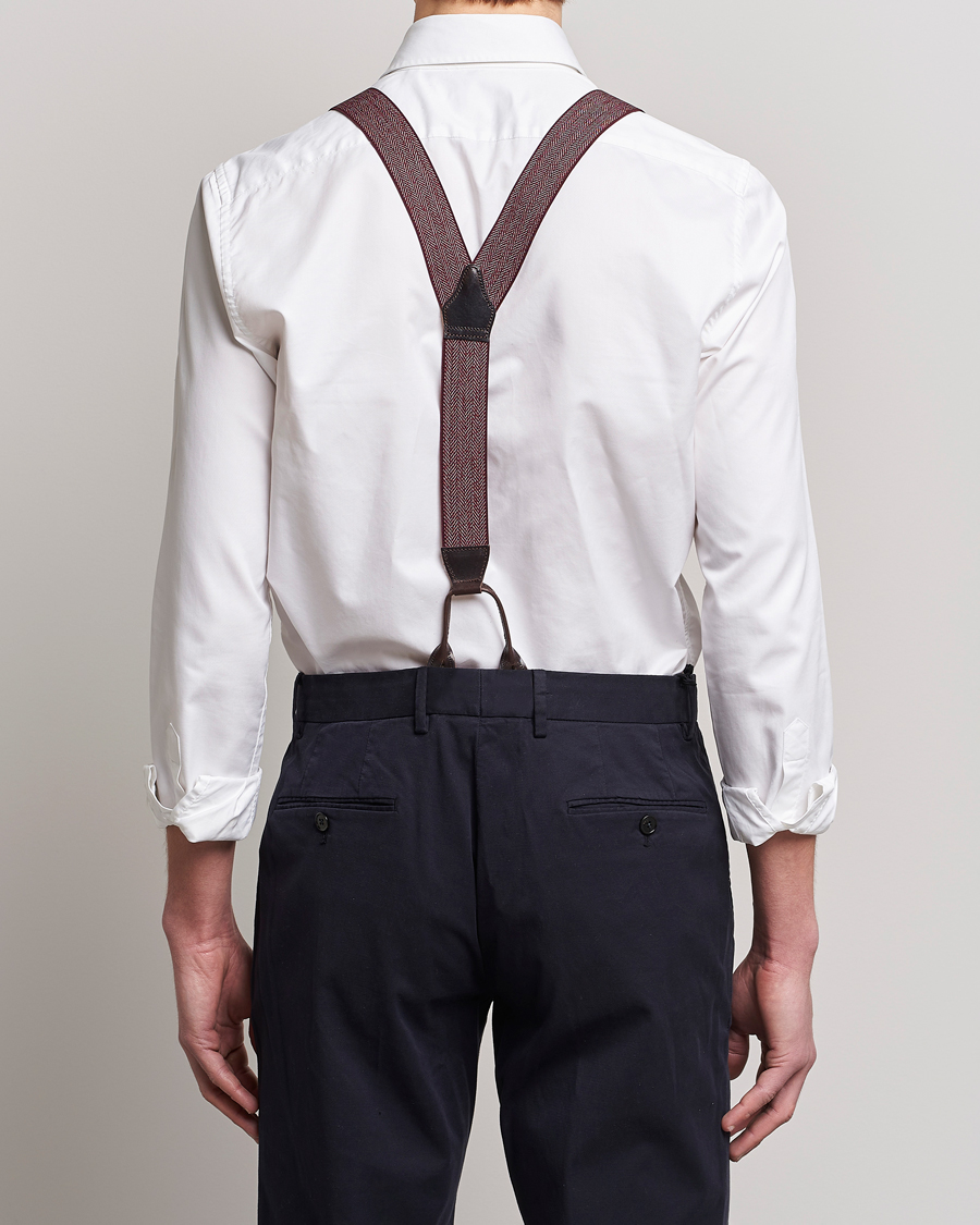 Herr | Albert Thurston Elastic Herringbone Braces 35mm Wine | Albert Thurston | Elastic Herringbone Braces 35mm Wine